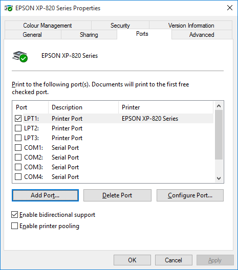 epson tm virtual port assignment tool cannot send data